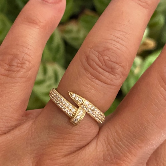 New Solid 14K Gold designer Nail Ring - Picture 11 of 16